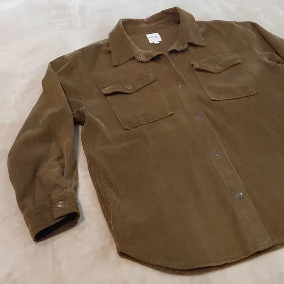 Kensie Jeans Green Button Down Corduroy Over Shirt Jacket Mens Size L - Picture 2 of 13